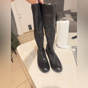 Black Knee-High Leather Boots